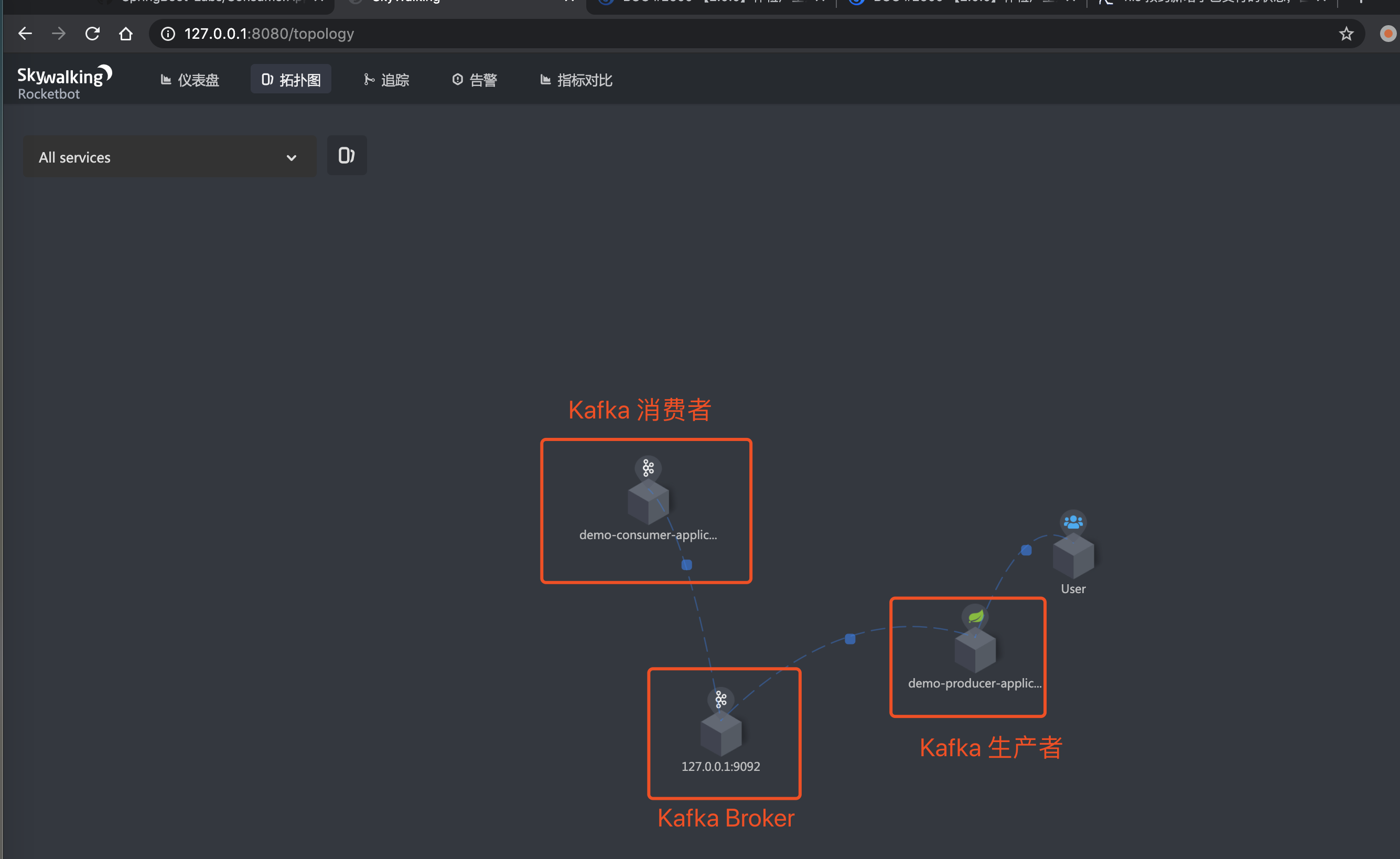 SkyWalking UI 界面 —— 拓扑图